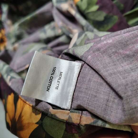 Merlette Dress Women's Medium Purple Floral Print V-Neck Swing Flowy Trapeze - Picture 10 of 12